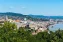 Scenic View above Budapest, the old town and the Danube River on a sunny day